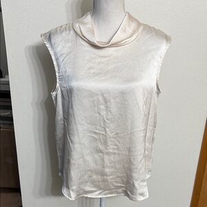 Slight Flaw Pleione Shiny Off White Cream Sheer Blouse M